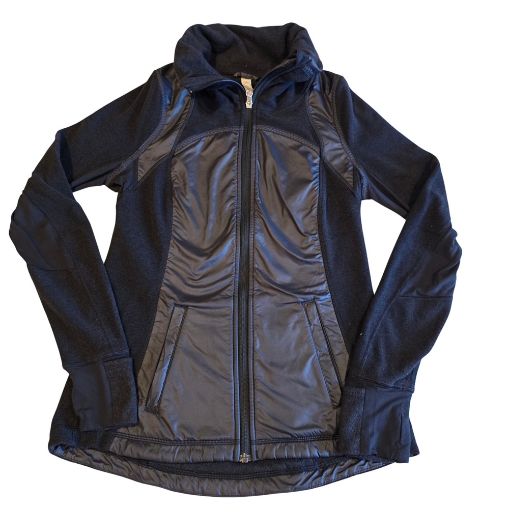 Lululemon Down For It All Hybrid Jacket Size 6 Black Fleece Puffer Running Zip